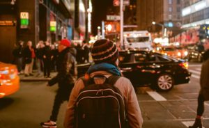 night view of a street